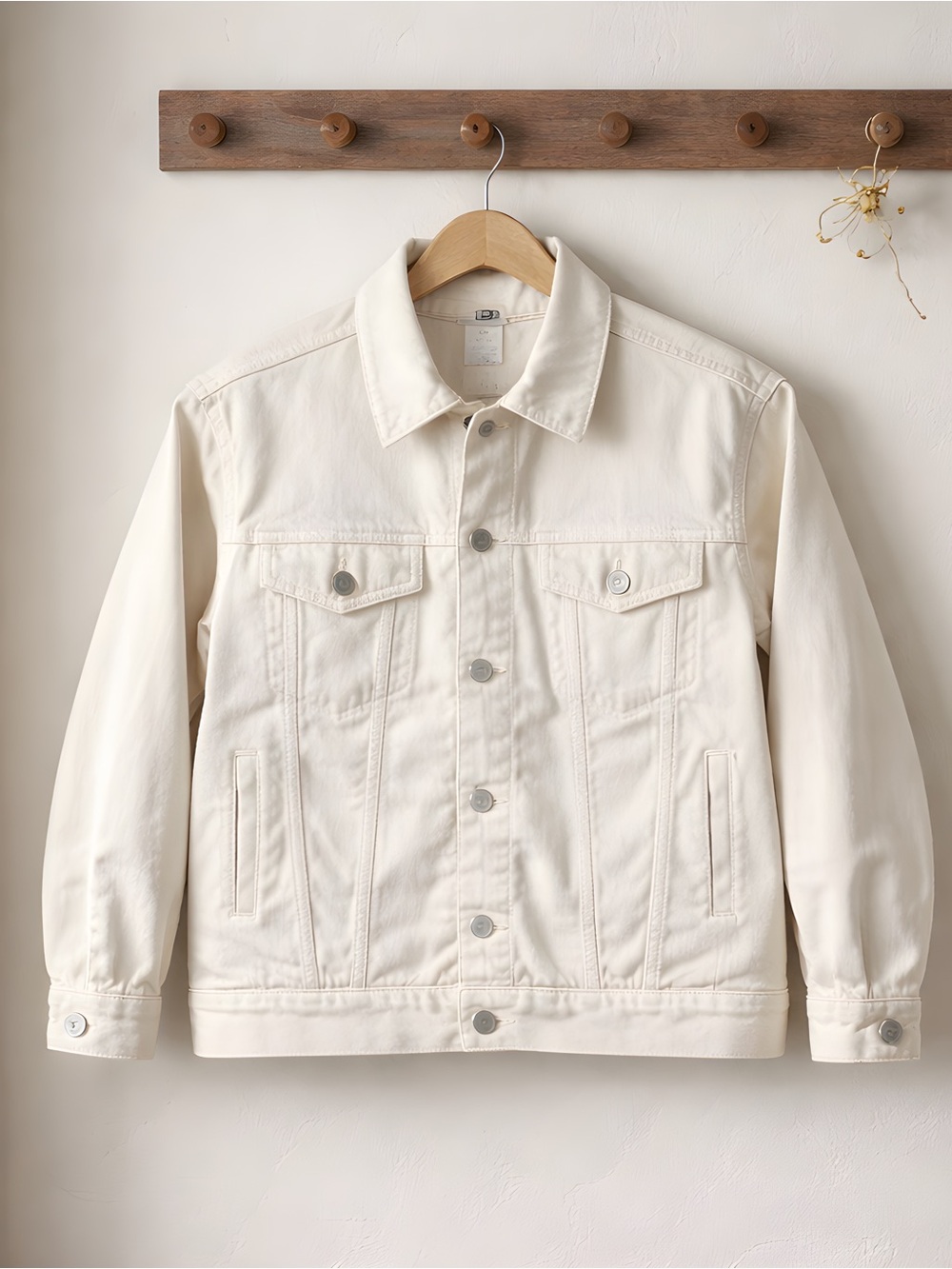 Vintage Bill Blass Cream White Denim Trucker Jacket Mens Size M